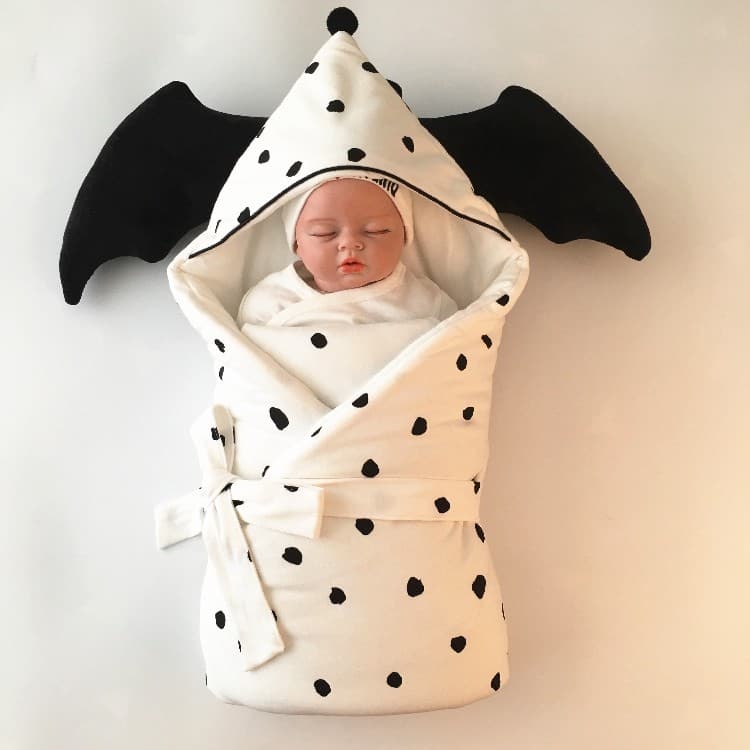 Bebê recém-nascido envolve bolinhas pretas recém-nascido puro algodão envolve outono inverno destacável Swaddling envolv