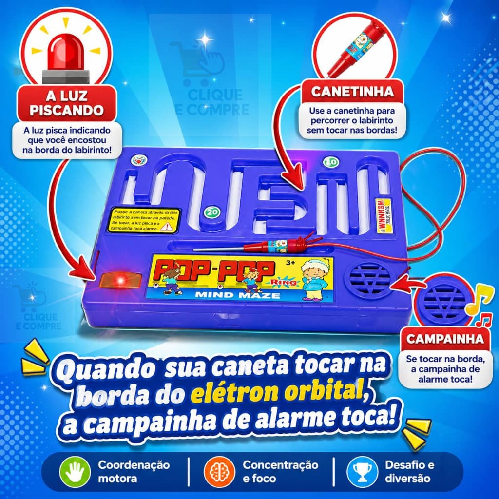 Labirinto Choque Brinquedo Desafio Infantil Circuito Colisão Toque Educativo Divertido Criativo