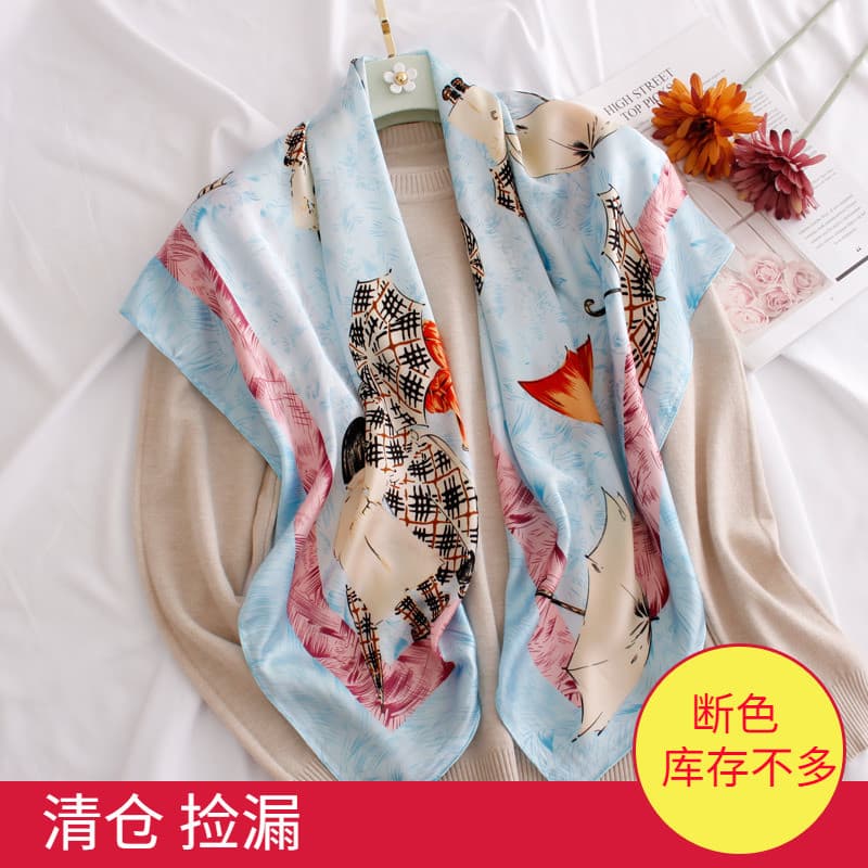 90X90 Lenço quadrado grande lenço de seda feminino versão coreana lindas jovens primavera outono cachecol vários formato