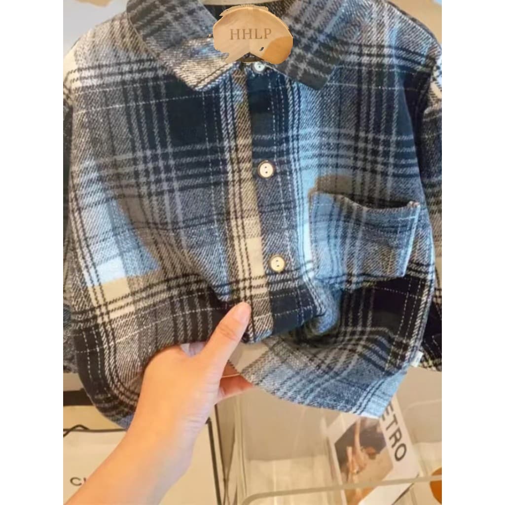 Camisa xadrez meninos crianças camisas exterior Wear outono primavera roupas 2026 novo estilo primavera outono estilo me