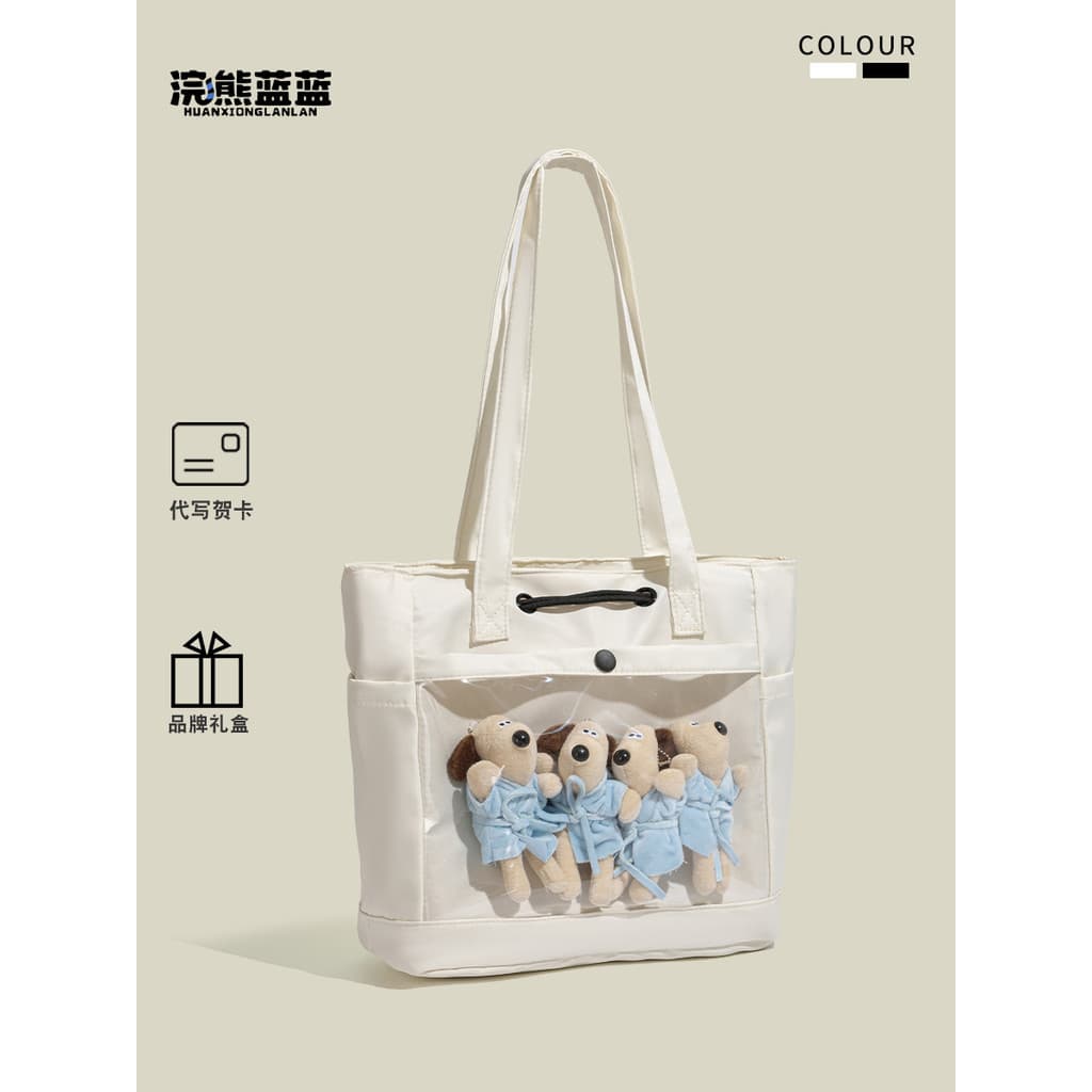 Guaxinim azul Original japonês simples Casual menina bebê saco de dor grande capacidade All-Match transparente classe bo