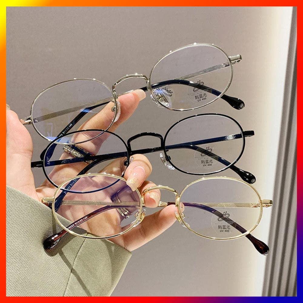 Óculos Elegantes Com Bloqueio De Luz Azul , Armação Pequena , Vintage , Leve , Metal Uv400 , Para Estudo , Passeios Casu