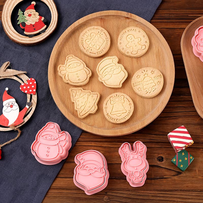 Natal dos desenhos animados molde de biscoito doméstico diy ferramenta de cozimento 3d imprensa tridimensional Fondant a