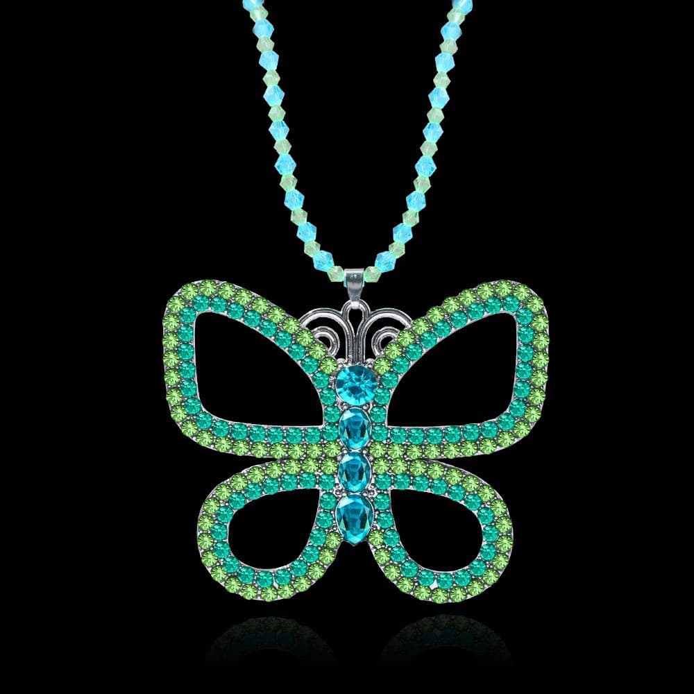 Grande Borboleta Gargantilha Colar Grânulo Corrente Cristal Pingente Para Mulheres Elegante Traje Jóias