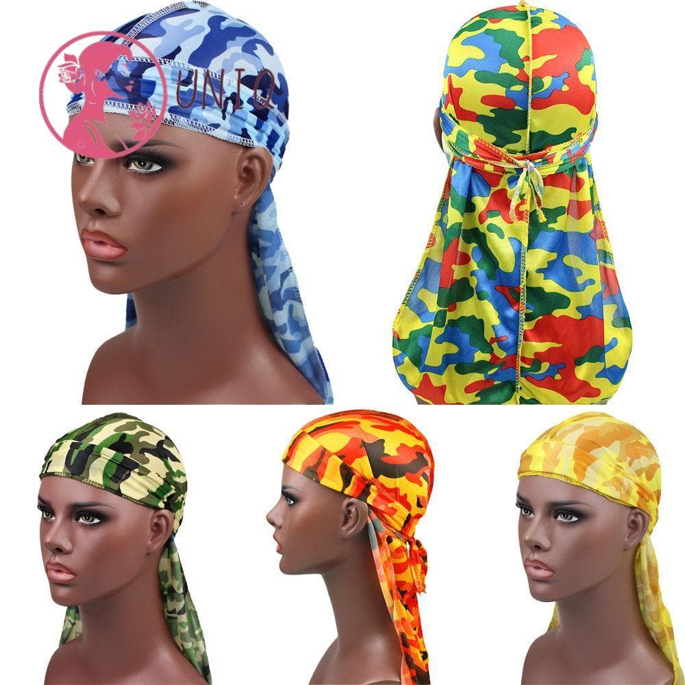 UNIQ Camo Durags Bandana Acessórios Para Cabelo Respiráveis Chapéu Pirata