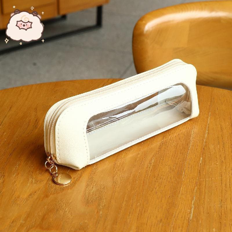 1 Peça Bolsa De Maquiagem Transparente , Organizador Cosmético À Prova D'água Com Zíper , Higiene De Viagem De Couro PU