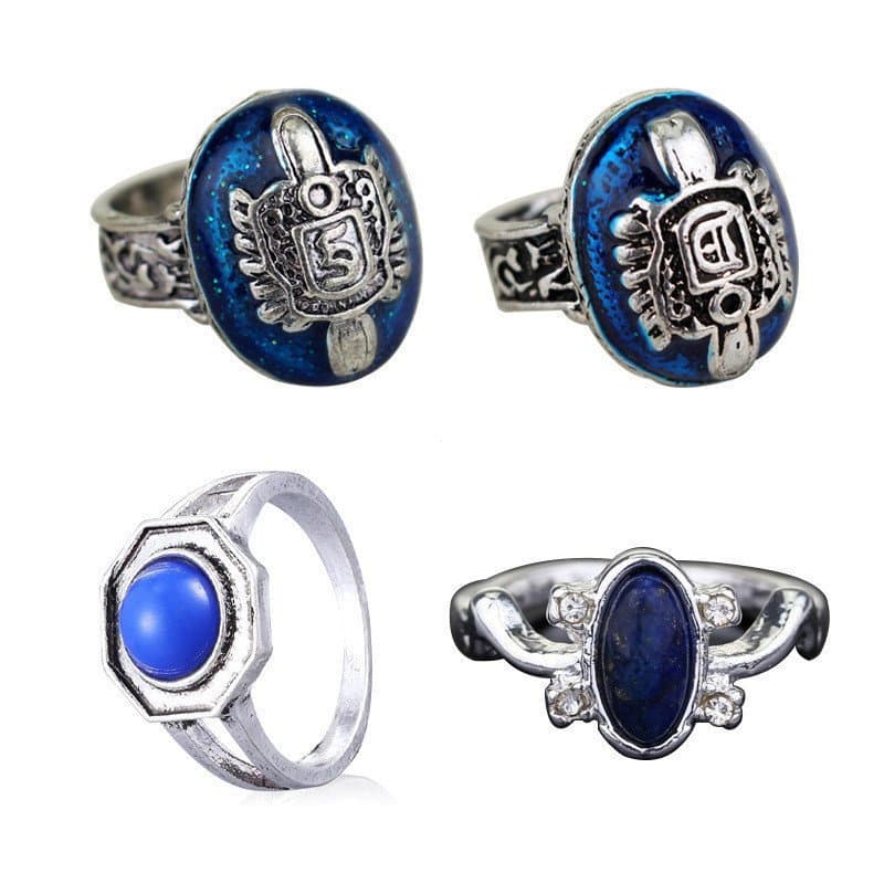 1 peça do anel de The Vampire Diaries, anel vintage de cristal da Elena Gilbert, com padrão de lápis azul, acessório de