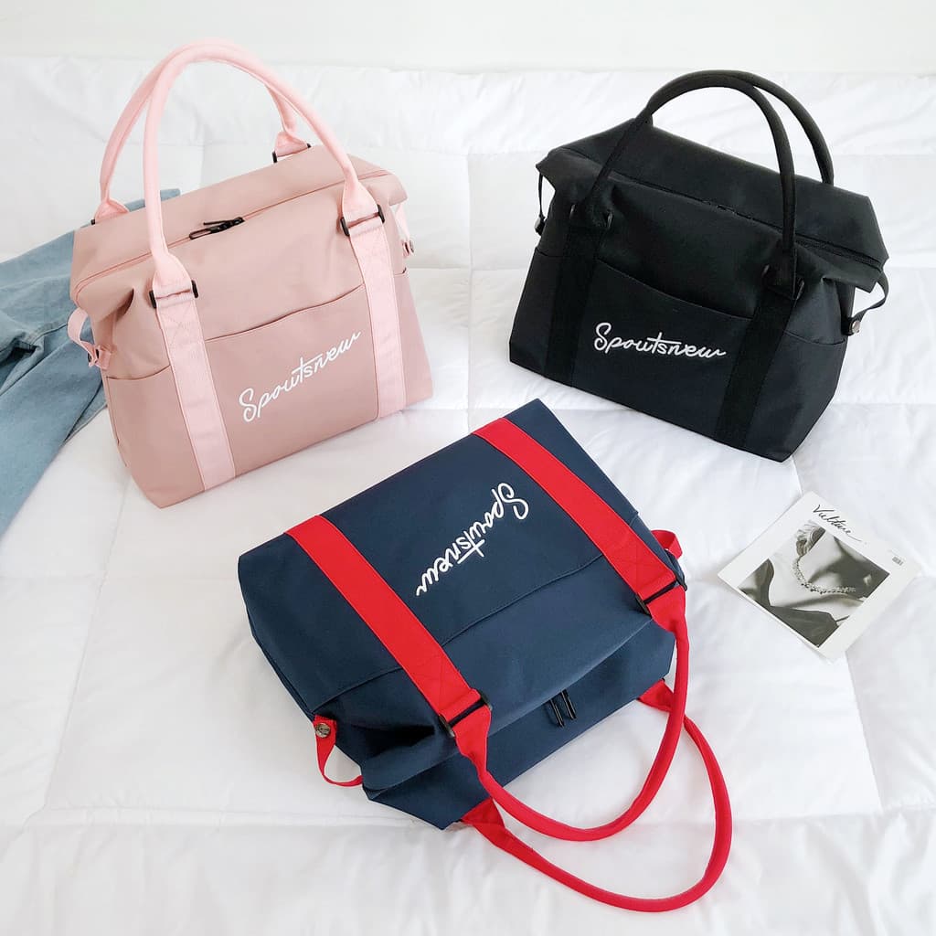 Bolsa de viagem feminina portátil, leve, grande capacidade, curta distância, embalagem de bagagem, roupas, esportes, aca