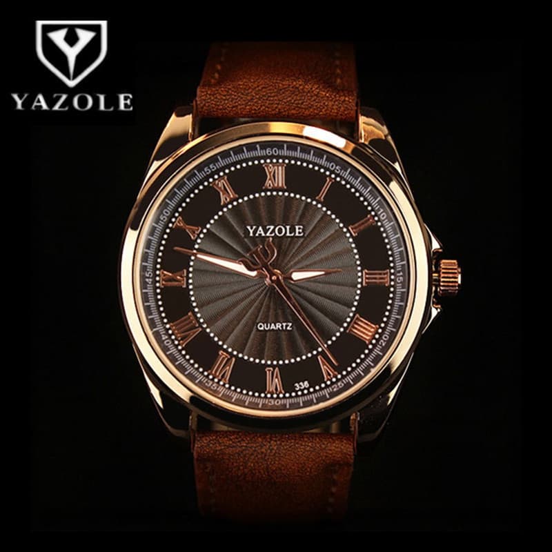 Yazole Relógio Masculino À Prova D 'Água Luminoso Com Pulseira De Couro