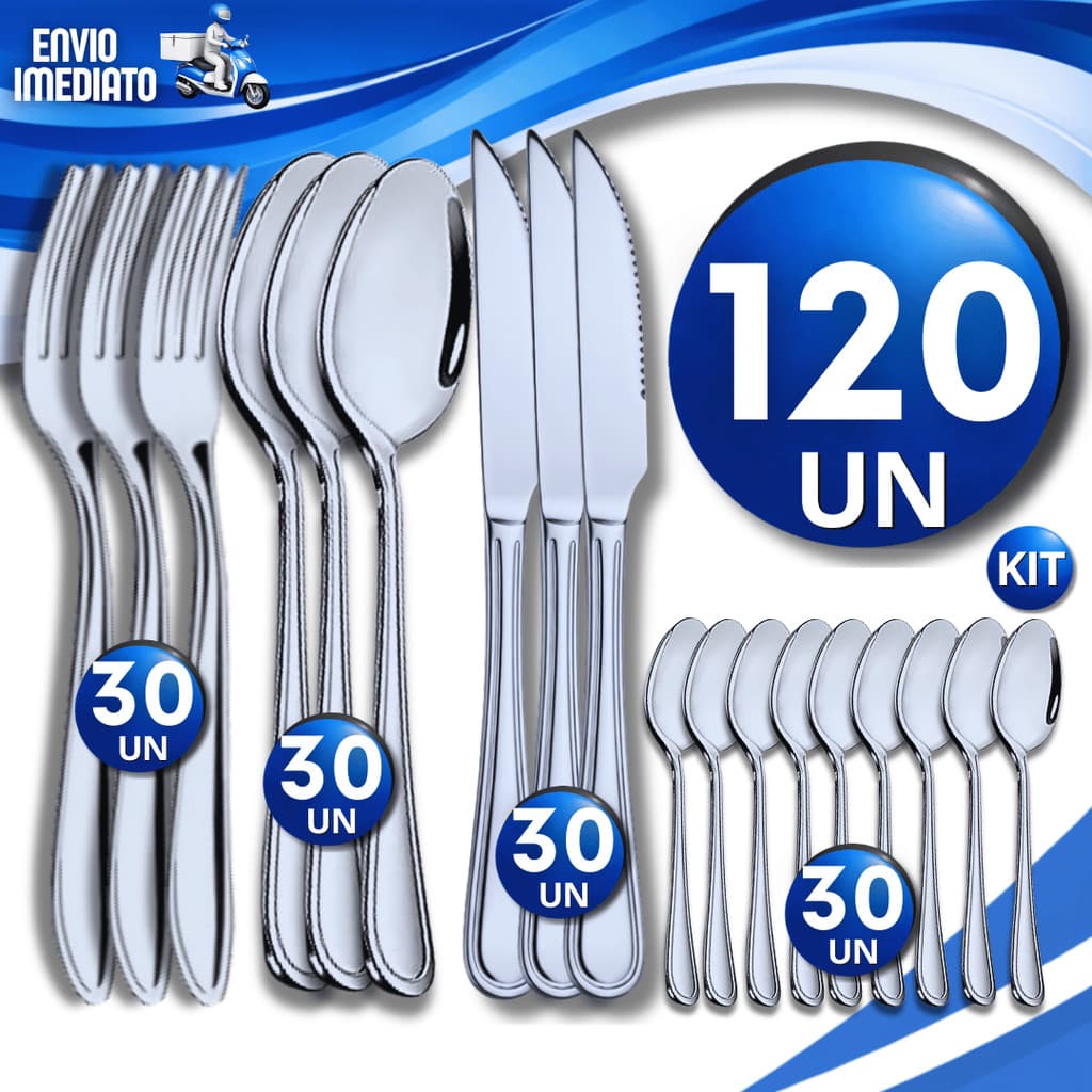 Combo Garfo Colher Faca E Colheres Sobremesa Aço Inox Cozinha Restaurante Buffet Talher Utensílios