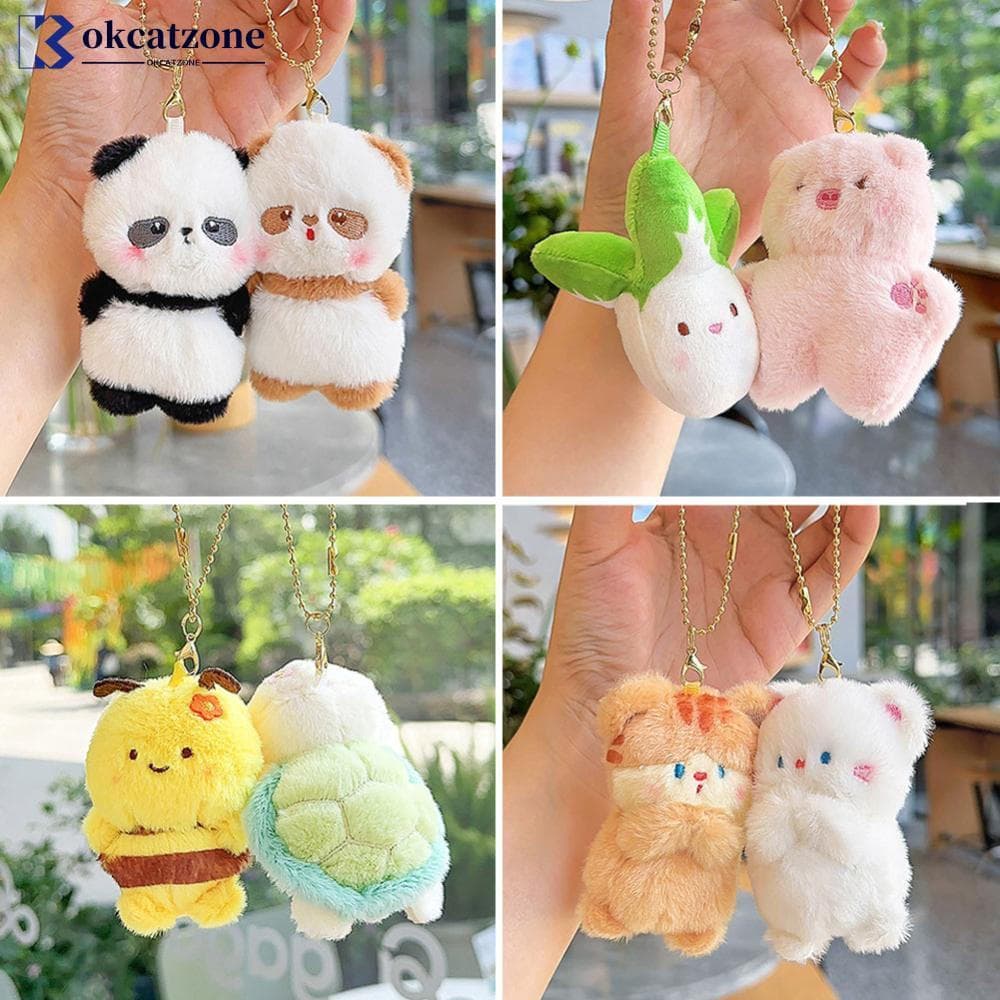 OKCATZONE Par De Casal Magnético Gato Urso Chaveiro De Pelúcia Bonito Criativo Kawaii Magnetizado Mochila Pingente Brinq