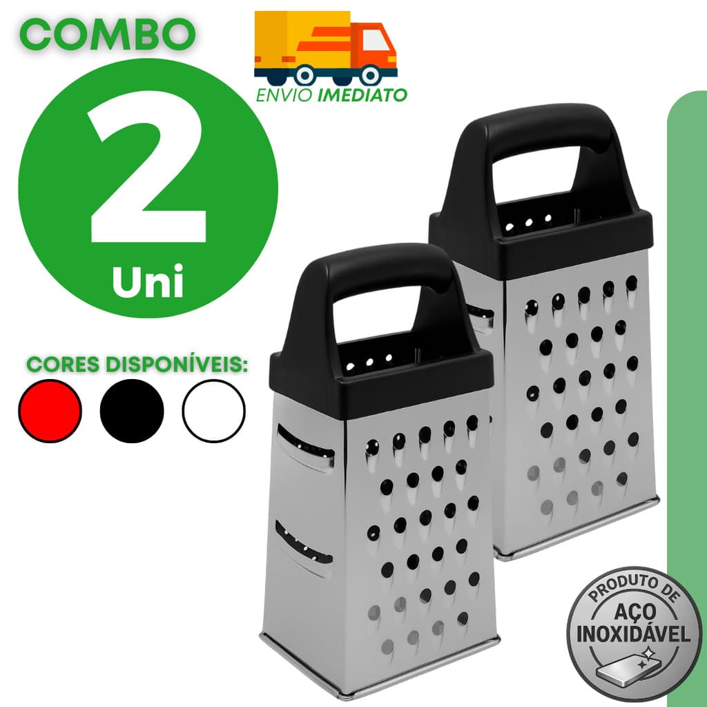 Ralador Aço Inox para Preparar Queijo Legumes Frutas e Temperos com Praticidade no Dia a Dia