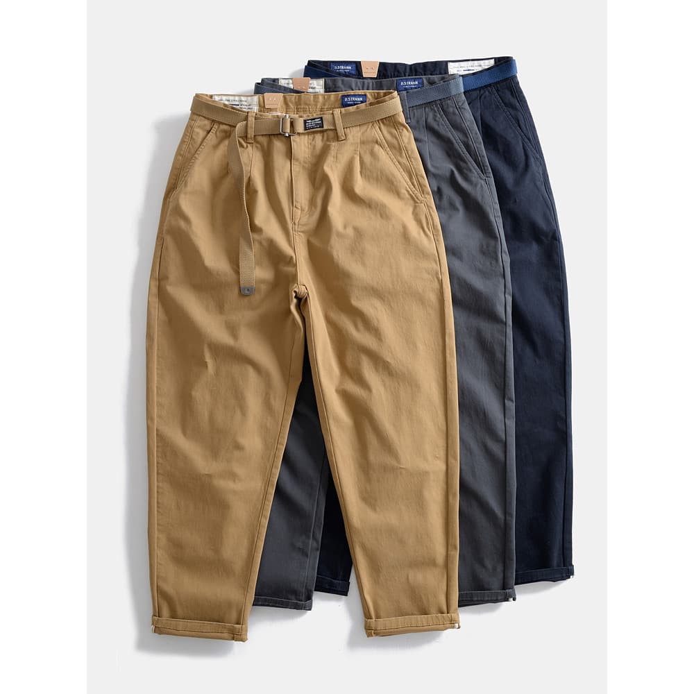Japonês Retro em linha reta solta calças casuais primavera outono micro-elástico macacão de perna larga micro-cônico cal