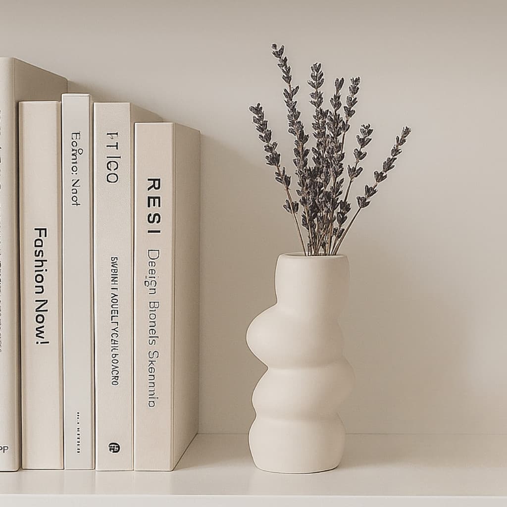 Vaso Decorativo Branco 18cm Ondulado Mesa Centro Flint