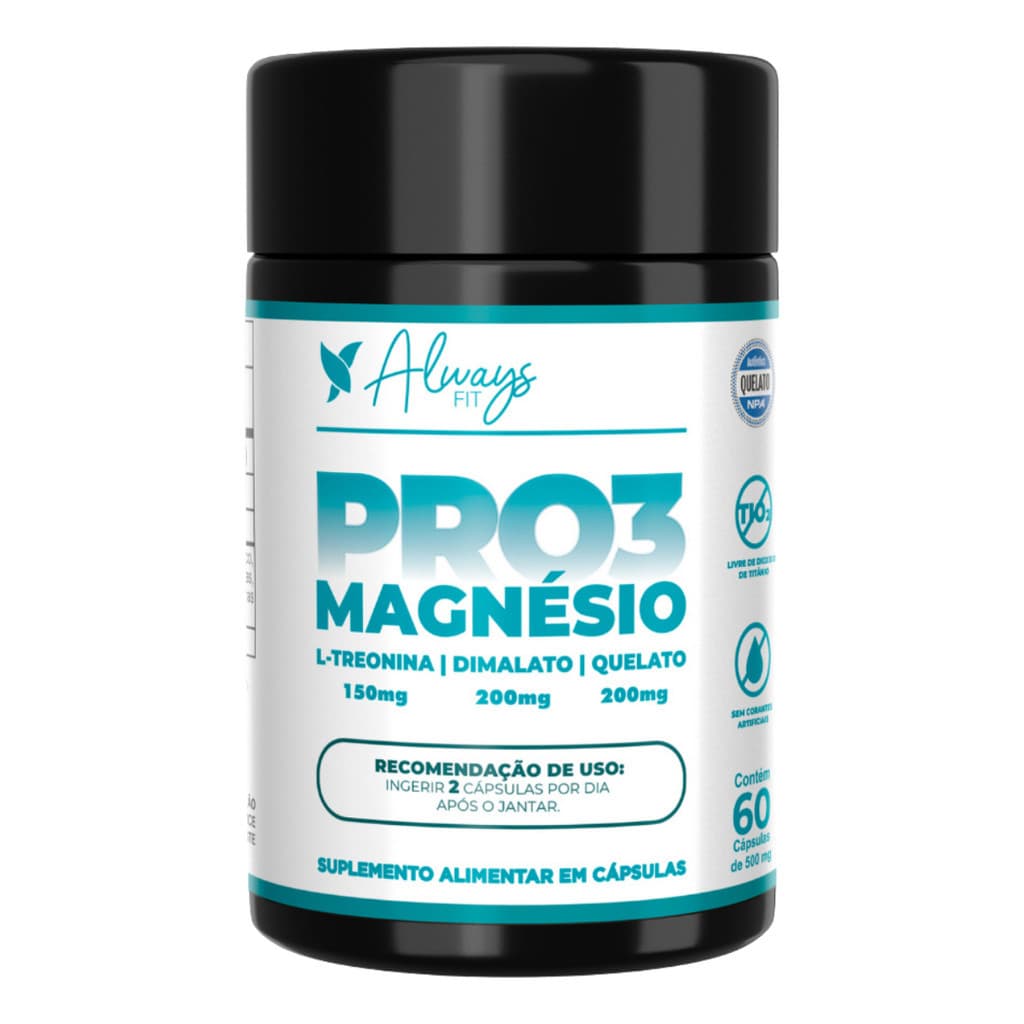Pro3 Magnésio 60cáps Treonato, Quelato E Dimalato Always Fit Sabor Neutro