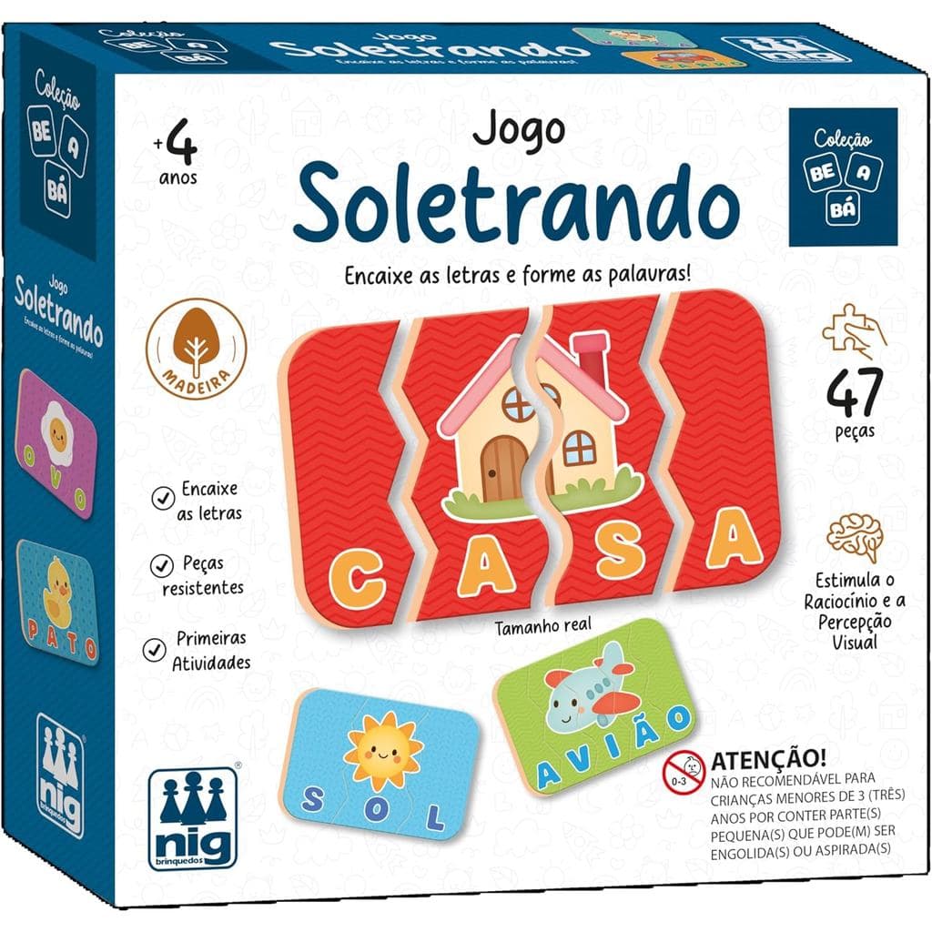 Brinquedo Pedagógico em Madeira Be-a-Bá Soletrando NIG Brinquedos