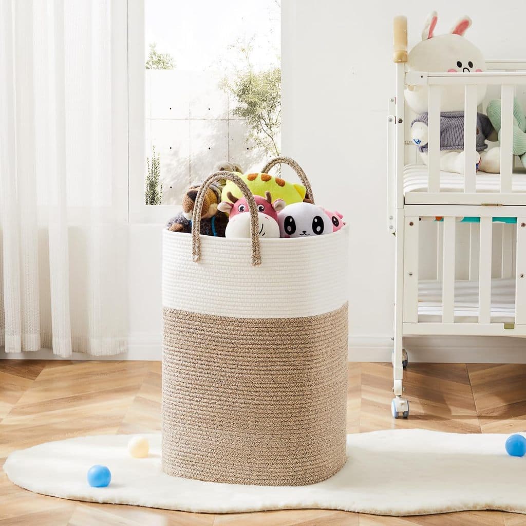 Cesta de roupas sujas domésticas de 2 peças Cesta de roupa suja tecida de tamanho grande, cesta de roupas sujas Cesta de