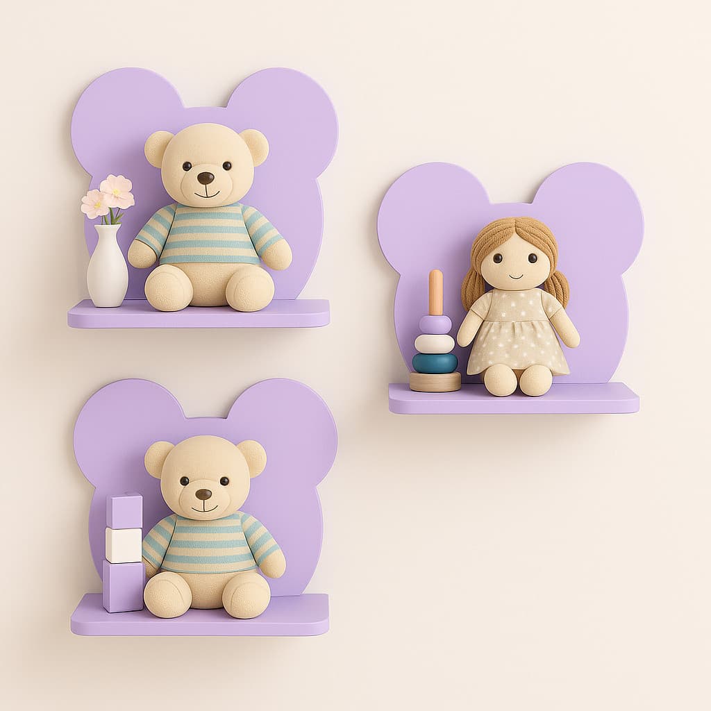 Kit 3 Prateleira Nichos Ursinho Para Bebê Infantil Quarto e Sala Menina Menino Envio Imediato