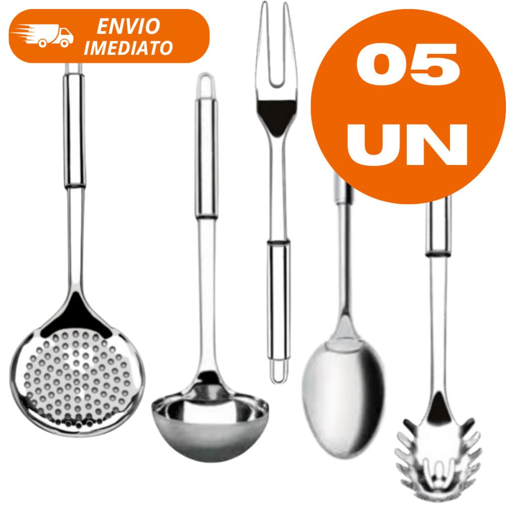 Kit 5 Utensílios Aço INOX para Cozinha