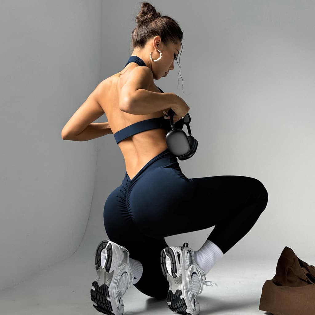 Macacão Esportivo Modelador Plus Size Cor Sólida Secagem Rápida para Mulheres, Costas Abertas Ideal para Treino Ao Ar Li