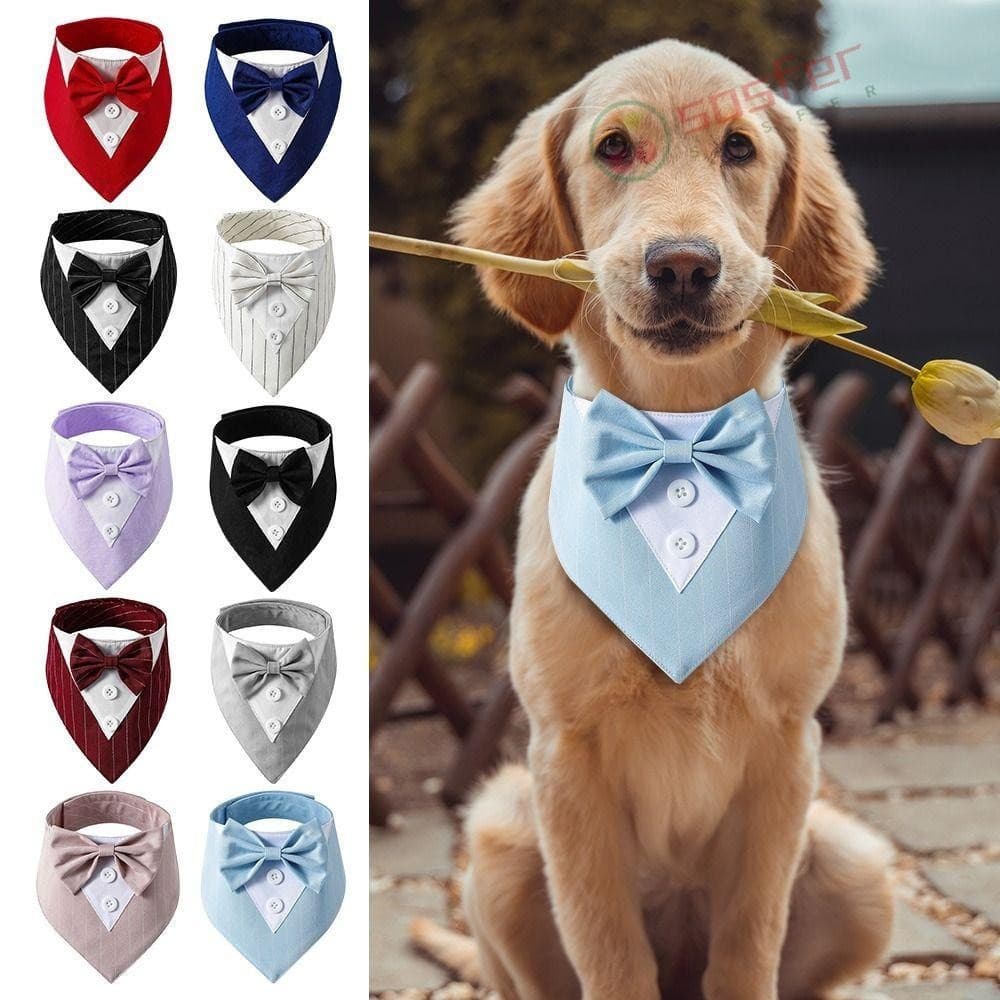 SOSFER Dog Gravata De Pescoço Moda Tuxedo Laços De Laço De Cachorro Saliva Ajustável Para Animais De Estimação