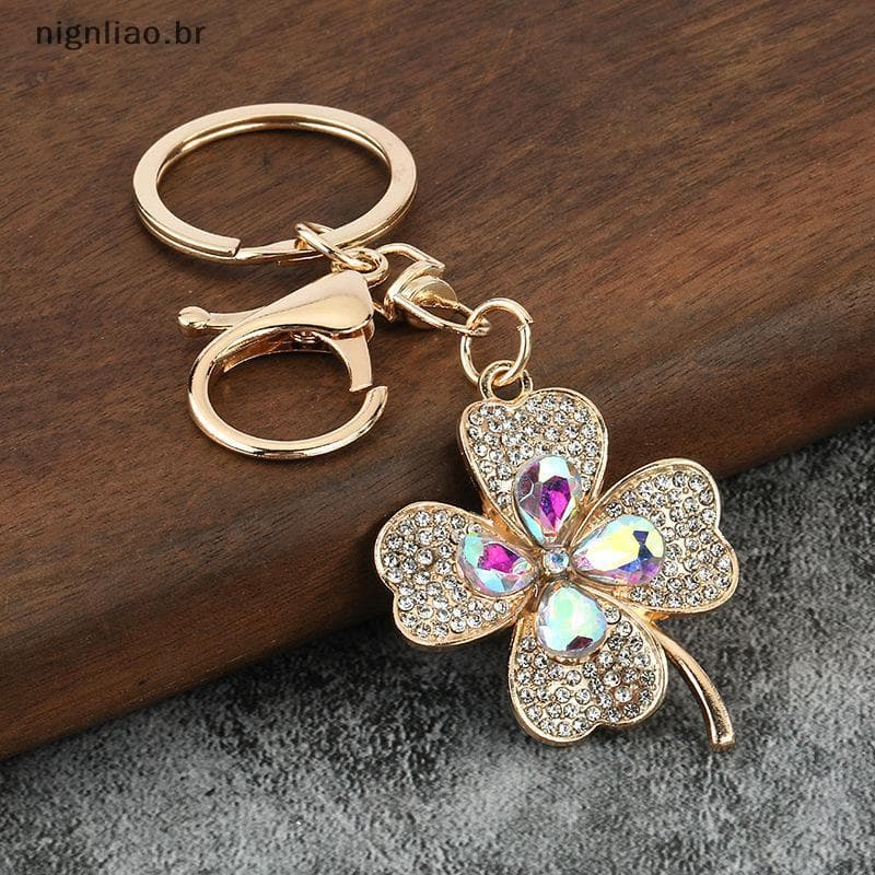 nignliao Chaveiro De Trevo De Quatro Folhas Com Strass De Luxo , Metal Luy Para Mulheres , Bolsa , Pingente , Porta-Chav