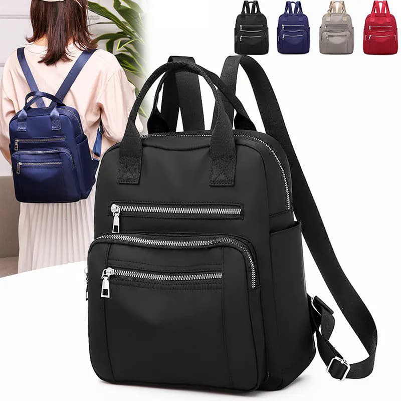 Mochila Feminina para Viagem, Casual, Impermeável, Bolsa de Ombro Feminina, Grande Capacidade, Mochila Oxford Preta