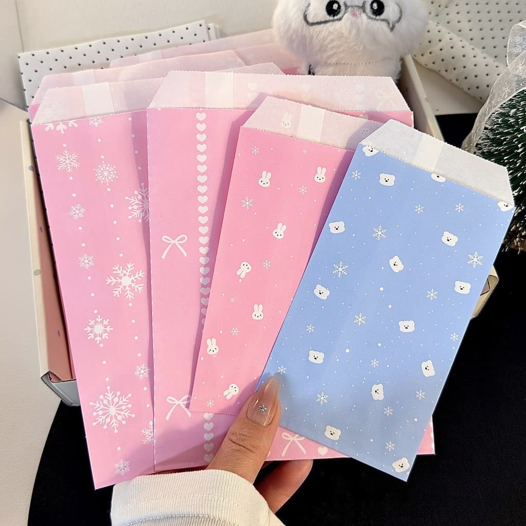 10 Peças Saco De Papel Kraft De Coelho De Urso Fofo Embalagem De Presente Faça Você Mesmo