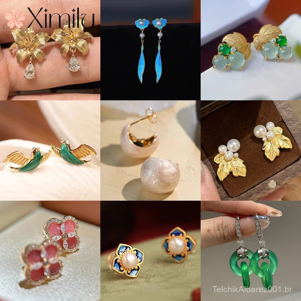 ⭐ Design Original série escovada dourada andorinha amor coração brincos lírio gota de água brincos moda feminina pérola
