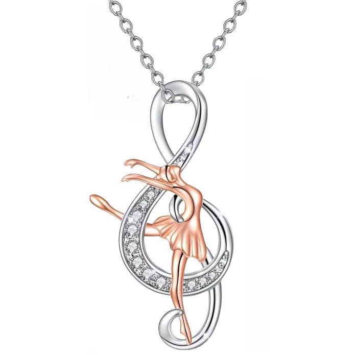 Colar feminino, colar de balé com notas musicais, colar elegante para mulheres, presente para bailarinas, presente para
