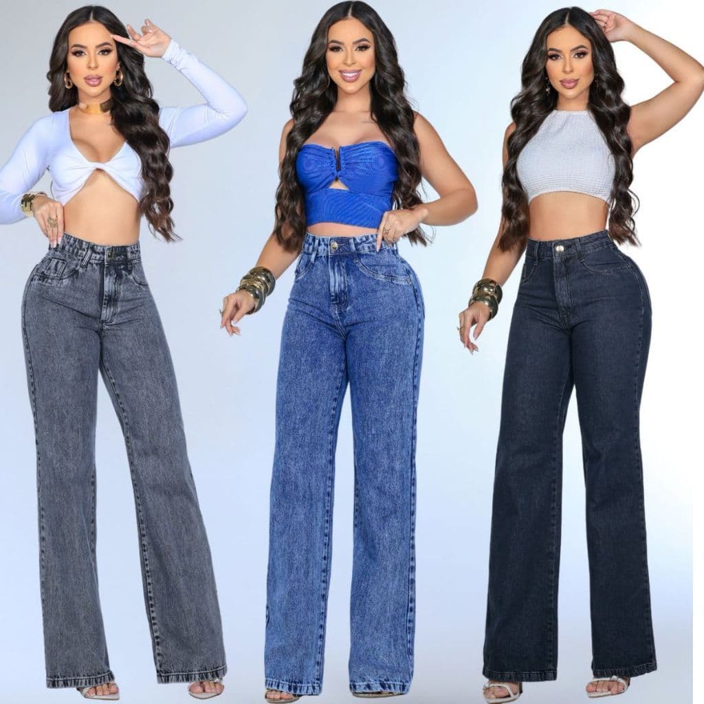 Calça Jeans Wide Leg Elegante Alta Costura para Estilo e Conforto Design Wide Leg e Alta Costura Ajuste Confortável e So