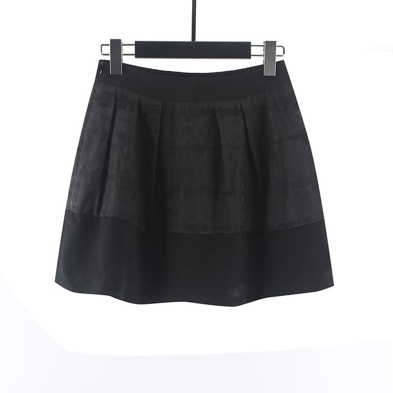 Irmã Premium saia de verão 2019 novo estilo Hepburn pequeno vestido preto guarda-chuva saia padrão escuro saia de cor só