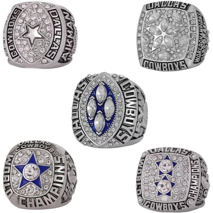 CONJUNTO DE ANÉIS VERSÃO PRATA, ANÉIS DO CAMPEONATO MUNDIAL DE RUGBY DE DALLAS 1971 1977 1992 1993 1995, CONJUNTO DE 5 A