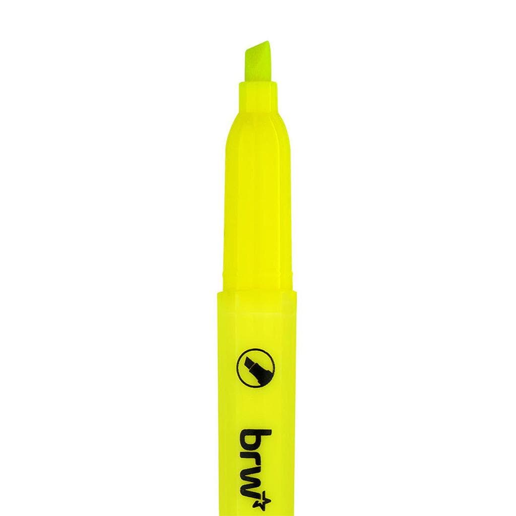Marca Texto Amarelo Neon Ponta Chanfrada 4,0mm p/ Grifar e Destacar Pincel Tinta à Base de Água BRW