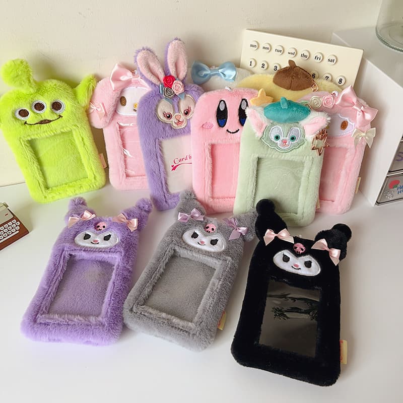 Porta-Cartões Sanrio Plush Hello Kitty Kuromi Cinnamoroll 3 Polegadas Com Foto ID Bus Card Pingente De Bolsa Protetora