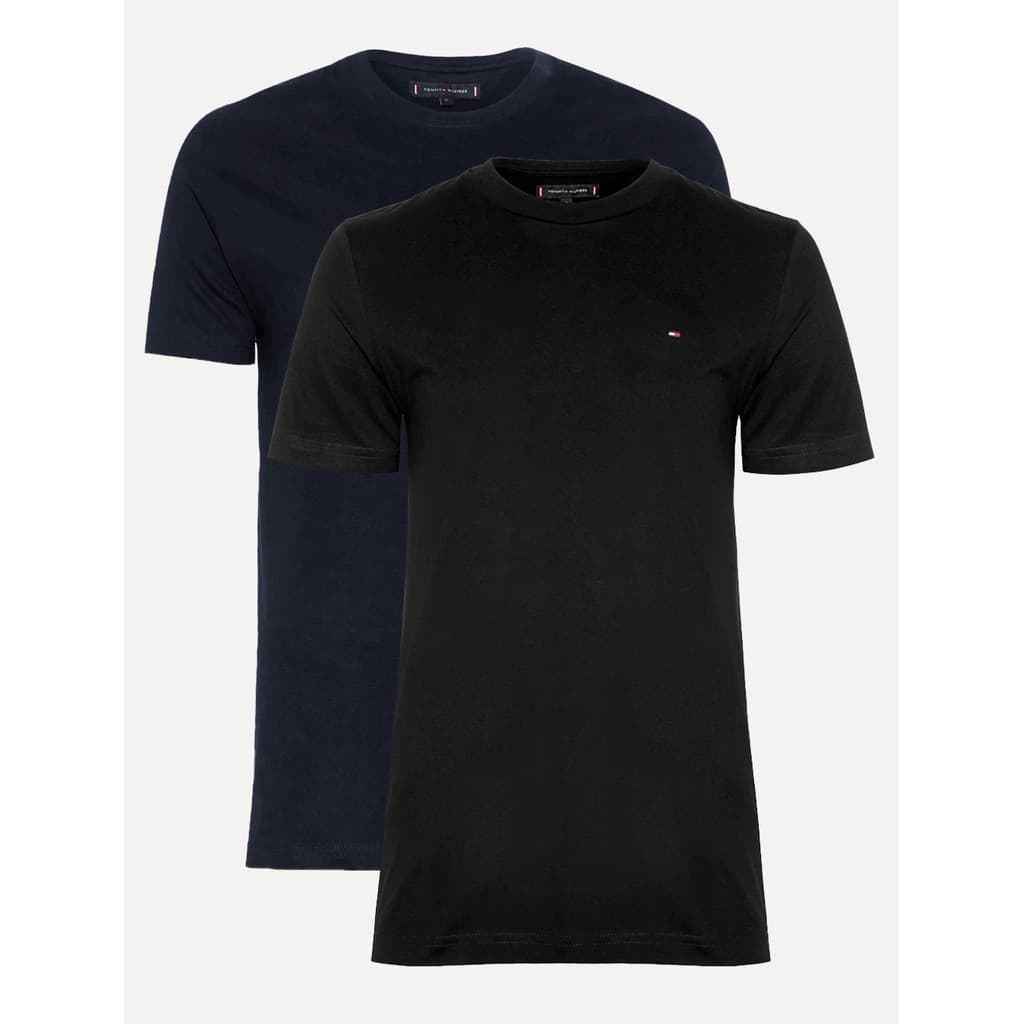 Kit Camisetas Tommy Hilfiger Original | Masculina Essential Preta/Marinho 2UN
