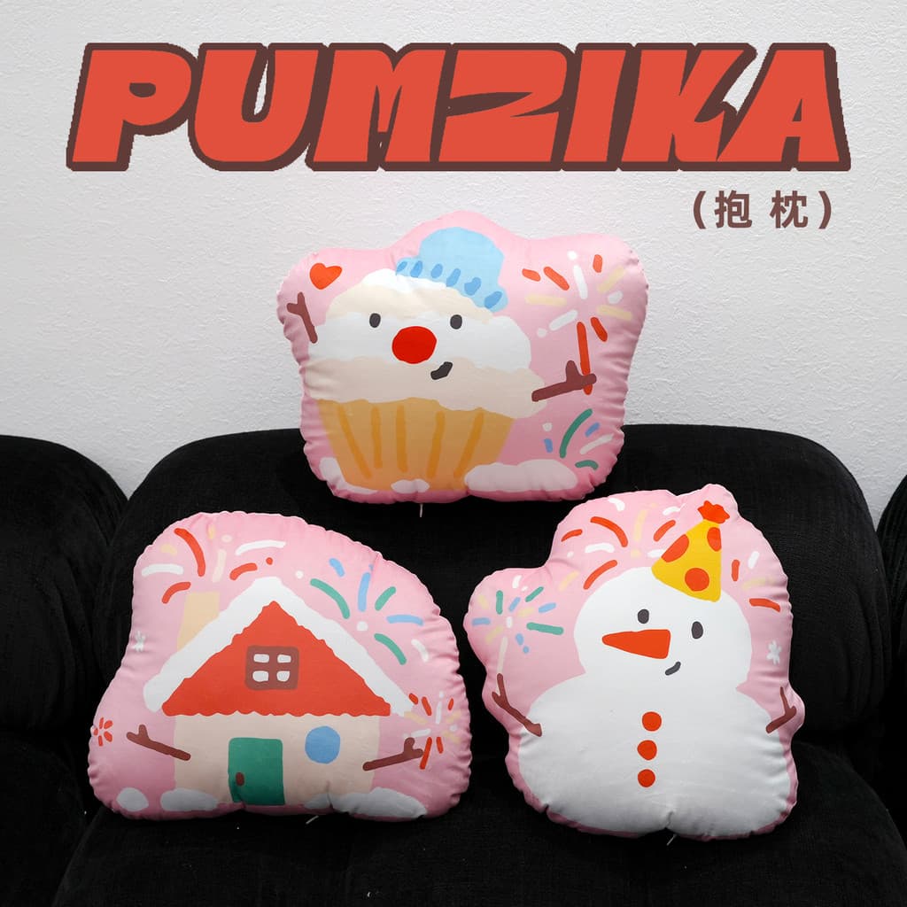 PUMRIKA Bonito Dos Desenhos Animados Rosa Pequena Casa Em Forma de Boneco de Neve Travesseiro Decoração Sofá Almofada Do