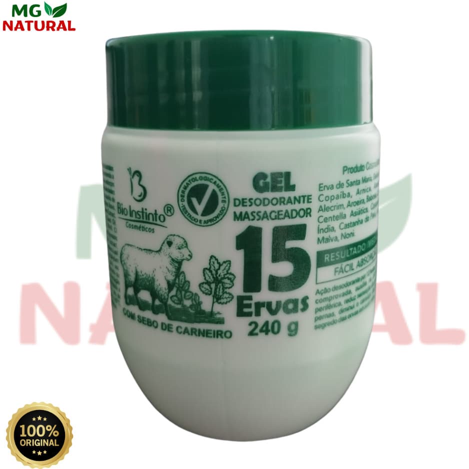 Gel Massageador 15 Ervas 240g Bio Instinto | Refrescante, Relaxante e Uso Diário