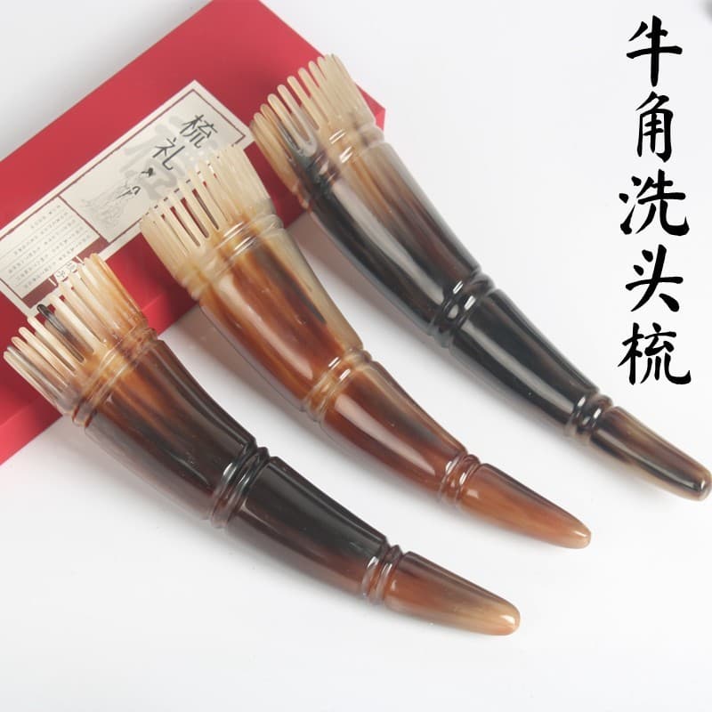 Tratamento de cabelo Natural chifre pente cabeça massagem pente meridiano pente dragagem couro cabeludo dedicado ferrame