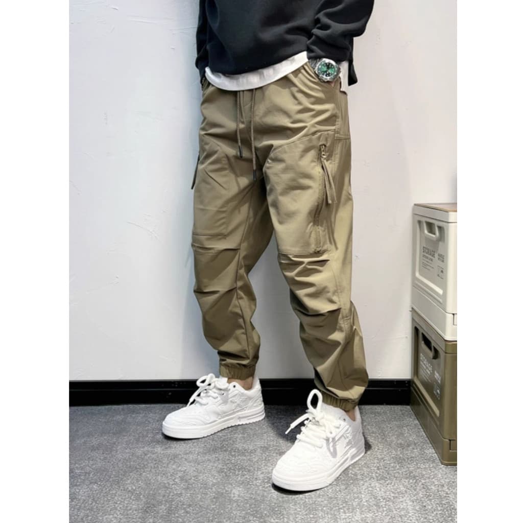 Estilo funcional bonito Leggings macacão Casual masculino primavera verão solto pés pequenos Multi-bolso tridimensional