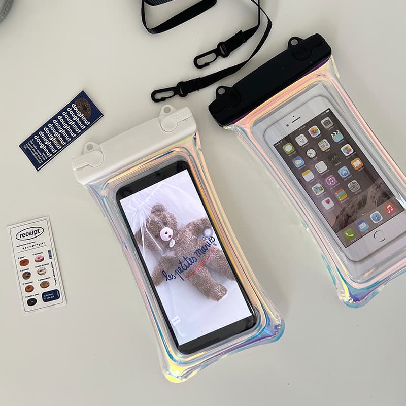 Bolsa à prova d'água para celular, capa de mergulho, tela sensível ao toque, Laser transparente, bolsa para celular, equ