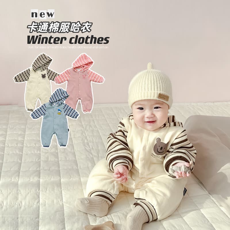 Macacão de bebê inverno engrossado passeio destacável com capuz macacão de bebê roupas de algodão de inverno macacão que