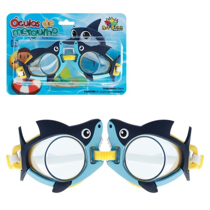 Óculos de Natação Infantil Alta Visibilidade com Vedação Tubarão Doo Doo Shark