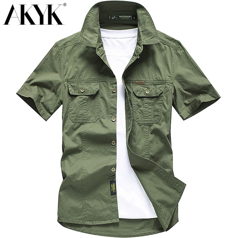 Verão masculino puro algodão Workwear camisa de manga curta lapela Cardigan camisa solta tamanho grande cor sólida All-M