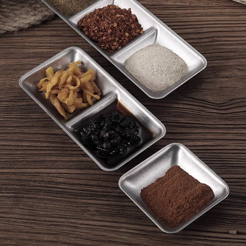 Estilo coreano antigo Retro estilo coreano 304 aço inoxidável sabor prato tempero comercial churrasco molho compartiment