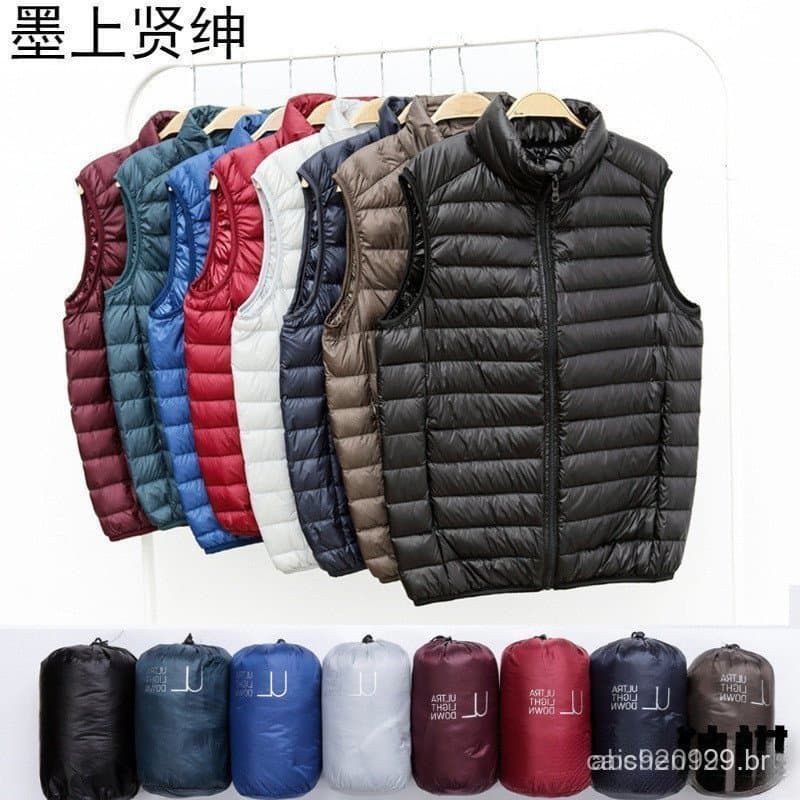 Outono Inverno Novo Colete de Algodão Leve para Homens Colete de Algodão Sem Mangas Jaqueta Plus Size Estilo de Cas