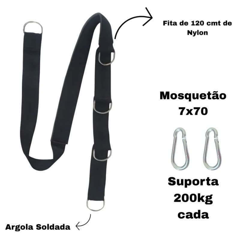 Alça Cinto De Segurança Para Cadillac - Pilates C/ Mosquetão Alça de Pilates 1,20 mts