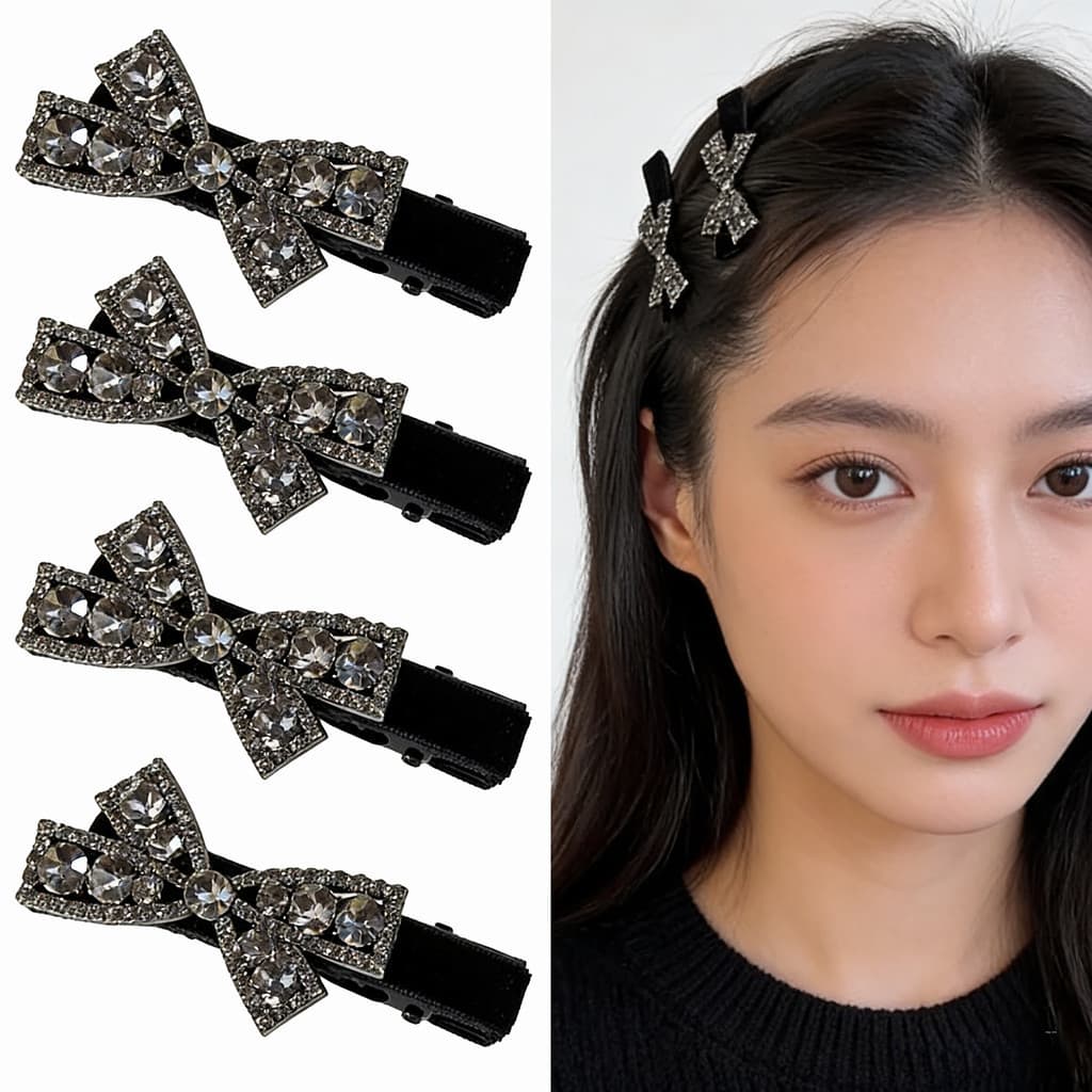 2 Pcs Pequena Fragrância Estilo Veludo Arco Grampo De Cabelo Clipe Bico De Pato Para Franja Uso Diário