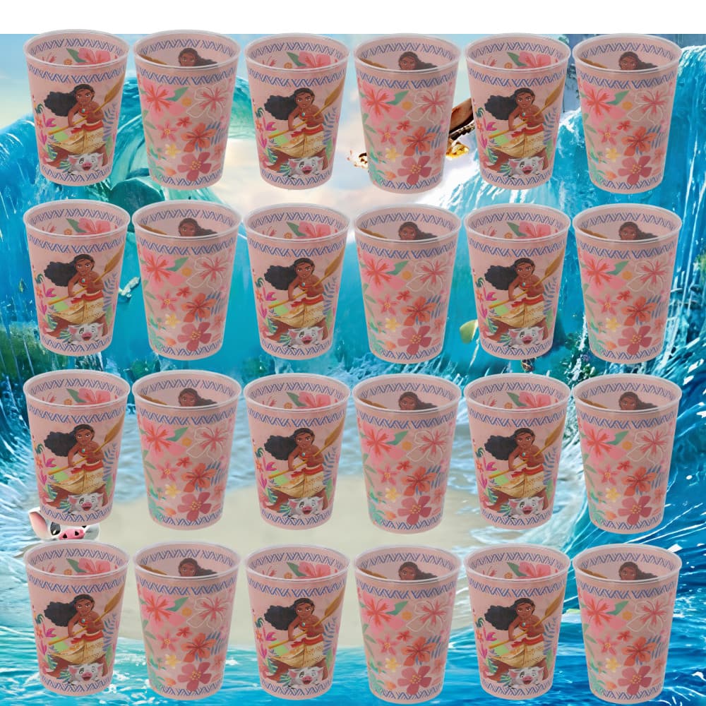 Kit Copos Moana 320ml Lembrancinha Festa Infantil Sacola Surpresa Aniversário Colecionável