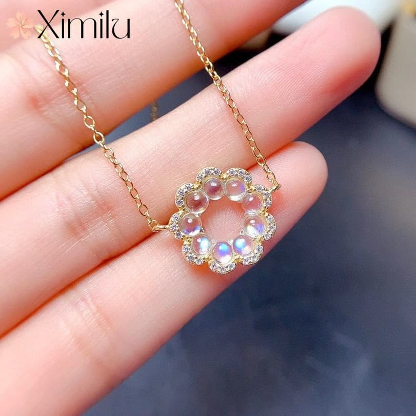❤ Criativo venda quente Moonstone pingente redondo moda colar feminino Seiko luz luxo elegante jóias